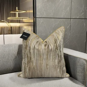 Textured Satin Throw Pillow Cover 18×18 Inch Striped Cushion Case Modern Decorative Wave Pillowcase for Couch