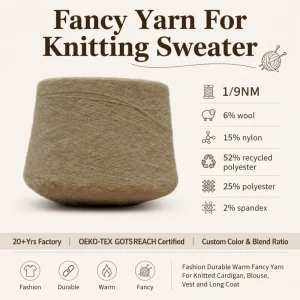 Textured Slub Fancy Yarn 1/9NM Matte Finish Wool Blend Hilo Mezclado For Luxury Knitwear Outerwear Home Textile