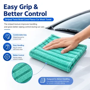 Textured Stripe Twisted Loop Microfiber Car Drying Towel Super Absorbent Quick Dry for Auto Detailing