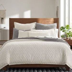 Textured Tufted Quilt Bedding Set Geometric Cable Knit Pattern Soft Cotton Bedspread Coverlet Set