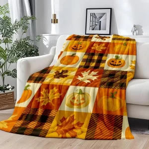 Thanksgiving Flannel Blanket Super Soft Solid Color Large Warm Cozy Fall Harvest Throw for Bed Sofa Home OEM Custom