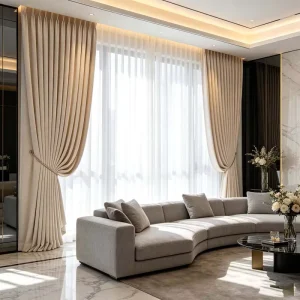 Thermal Blackout Grommet Curtains Noise Reducing Motorized Smart Remote Control Custom Polyester Linen Modern Soft Crib Use