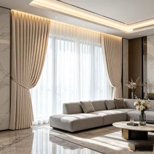 Thermal Sheer Waterproof Blackout Polyester Linen Custom Modern Wall Mount Motorized Smart Curtains Remote Control Hotel Use