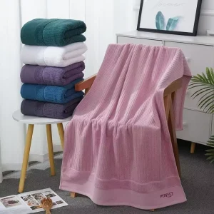 Thick 100% Cotton Bath Towels Quick Dry Knitted Rectangle Shape Solid Color 400 800 GSM Custom Logo for Hotel Use