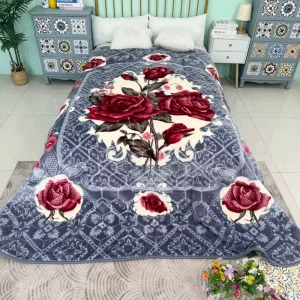 Thick 100% Polyester Woven Flower Design 1 PLY Blanket Anti-Decubitus Anti-Dust Mite Portable Non-Toxic Four Seasons Use