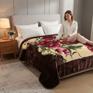 Thick 100% Polyester Woven Flower Design Blanket 1PLY Anti Decubitus Anti Dust Mite Portable Non Toxic Four Seasons Use