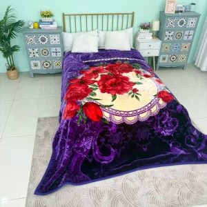 Thick 100% Polyester Woven Raschel Blanket Flower Design Anti Dust Mite Portable Non Toxic for Four Seasons Use