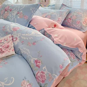Thick Brushed Cotton Bedding Set Twill Washed Cotton Duvet Cover Bed Sheet Pillowcases 3/4pcs