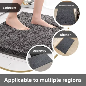 Thick Chenille Bath Mat Non Slip Absorbent Quick Dry Plush Rug Washable Floor Mat for Bathroom Bedroom Kitchen Entryway Home