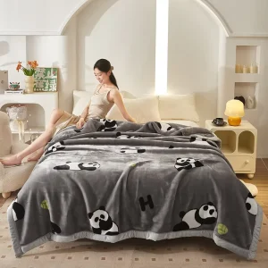 Thick Double Layer Polyester Raschel Blanket Floral Pattern All Season Plush Throw for Couch Bed Modern Style