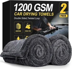 Thick Double Sided 1200GSM Plush Microfiber Fabrics for High Gloss Finish Detailing Polishing Drying Auto Microfiber Car Towels