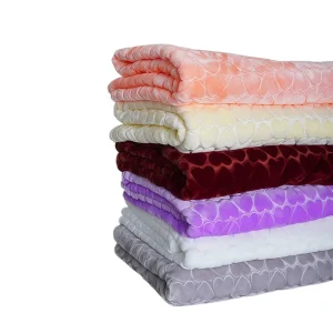 Thick Embossed Flannel Blanket Double Layer Heart Pattern Throw Soft Modern for Winter Bedding and Promotional Gifts