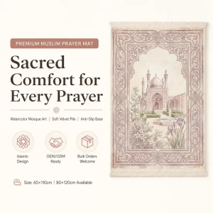 Thick Flannel Islamic Prayer Rug 1.5cm Soft Non Slip Muslim Prayer Mat Printed Sajadah Carpet for Home Travel Gift