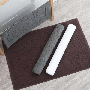 Thick Hotel Bath Mats Custom Embossed Logo Bath Mat Super Absorbent Cotton Bath Mat