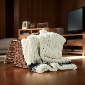 Thick Knit Throw Blanket Large Size Extra Long 100% Polyester Chenille Chunky Knitting Blankets for Giveaway