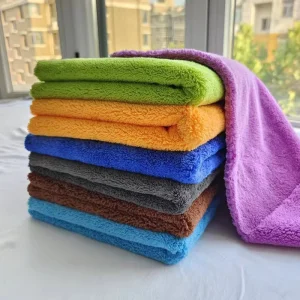 Thick Multi Color Coral Fleece Car Wash Towels Soft High Water Absorption Lint Resistant Heavy Duty Auto Cleaning Rags