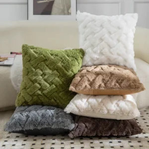 Thick Plush Polyester Throw Pillow Covers Super Soft Luxury Geometric Pattern Modern Style