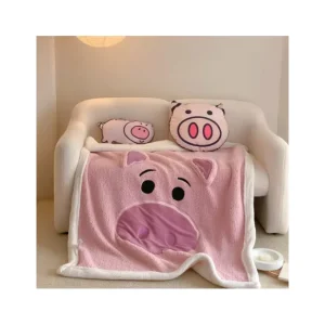 Thick Sherpa Fleece Cute Pig Embroidery Custom Size Home Decoration Blanket
