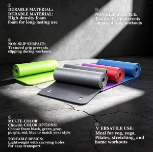 Thick Smart Ecofriendly 1.5cm NBR Gray Waterproof Non Slip Folding Rectangle Yoga Matt Holes for Female Home