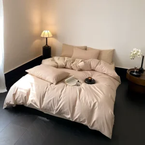 Thick Ultra Soft 50S 100% Pure Cotton Brushed Anti Pilling Bedding Set Peach Warm Bed Set for Humid Cold Winter