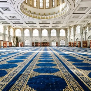 Thick Woolen Jacquard Washable High Pile Mosque Prayer Carpet Anti Slippery Wall to Wall Rug for Large Mosque Hall