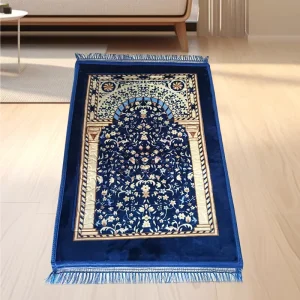 Thick coral fleece prayer rug composite embossed with tassels ethnic prayer mat worship floor mat
