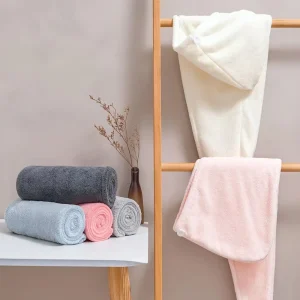 Thicken Microfiber Hair Towel Wrap for Women Elastic Loop Design Quick Dry Hair Turban