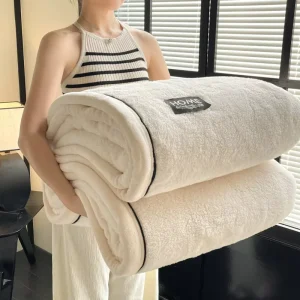 Thicken Solid Soft Half Pile Fleece Milk Velvet Knitted European American Style Winter Four Chunky Warm Cozy Comforter Double