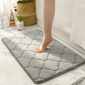 Thickened Absorbent Non Slip Polyester Bathroom Floor Mat Coral Fleece Entryway Bath Mat Memory Foam Kitchen Rug Door