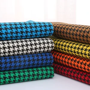 Thickened Black White Houndstooth Jacquard 100% Polyester Eco-Friendly Knitted Medium Weight Jersey Fabric Clothing Handmade DIY