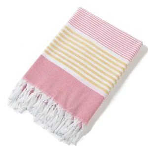 Thickened Customsand Free Beach Towel Colourful Striped Cotton Beach Towel for the Beach