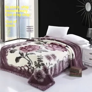 Thickened Double Layer Raschel Print Blanket 100% Polyester Eco Friendly Winter Bed Cover Modern Style Customizable