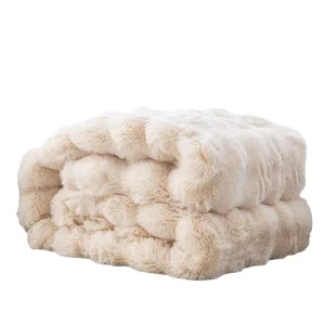 Thickened Fleece Fuzzy Blanket Custom Raschel Blanket Solid Knitted Big Size Four Seasons Warm Single Blanket