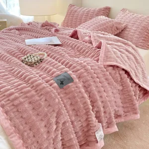 Thickened Polyester Slub Flannel Blanket Custom Logo Supported for Household Office Sofa Use