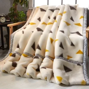 Thickened Raschel Polyester Modern Minimalist Winter Warm Flannel Throw Blanket Double-Layer Antistatic Cloud Pattern Bed
