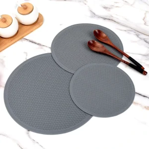 Thickened Silicone Heat Insulating Mat Set 3 High Temperature Resistant Non Slip Stain Resistant Nordic Style Circle