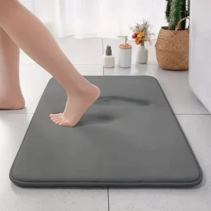 Thickened Solid Color Absorbent Flannel Carpet Bathroom Entrance Anti Slip Door Mat Machine Made Modern Style