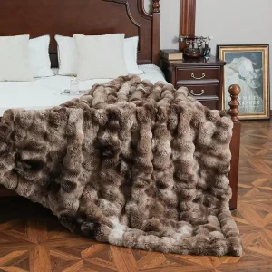 Thickened Warm Super Soft Luxury Raschel Solid Blanket Autumn Winter Bubble Velvet Big Rabbit Hair Double Sided Plush Sofa Bed
