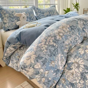 Thickened Wool Pure Cotton Four piece Set of Cotton Warm Bed Quilt Cover in Autumn and Winter