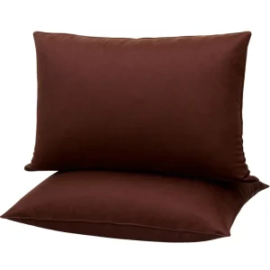 Thin Breathable Solid Bed Pillows King Size Set 2 Extra Soft Alternative Stomach Side Back Sleeper Coffee Brown