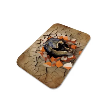 Thin Rectangle Polyester Flannel Animal Print Door Mat Memory Foam Non slip Floor Rug Custom Dinosaur Design Pet