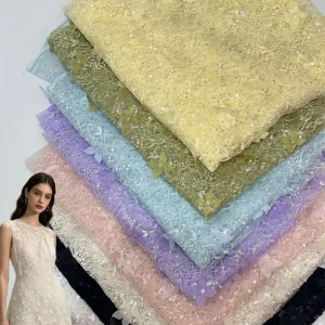 Three-Dimensional Lace Trim Embroidered 100% Polyester Woven Fabric for Wedding Bags Shoes Girls