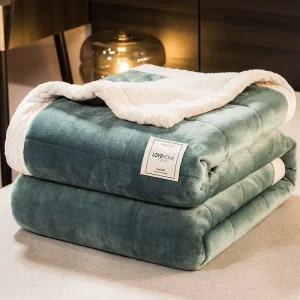 Three Layer Quilted Winter Warm Leisure Throw Nap Blanket Company Event Gift Thickened Milk Velvet