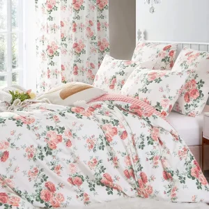 Three Piece Bedding Set Polyester Bed Sheet Set Plant Flowers Print Bed Sheets