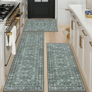 Three-Piece Set Anti-Slip Entrance Mat Dirt-Resistant Silk Loop Carpet Rubber Door Mat for Household Floor at Door