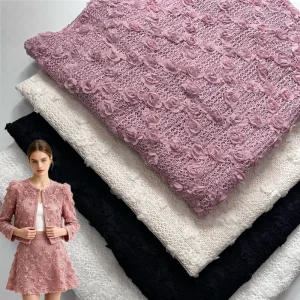 Three-dimensional Corded Embroidery Petite Roses Woven Lace Wedding Girls Hollow-out Mesh Sheer Fabric 100%