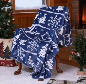 Throw Blanket Christmas Decorations Gifts Print Fleece Winter Blanket Cozy Soft Throws for Couch Sofa Bed