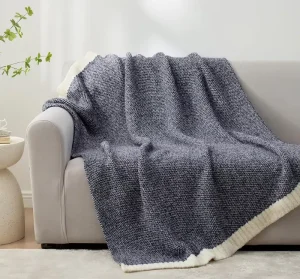 Throw Blanket for Couch Soft Microfiber Blankets Navy Blue Cozy Knit Plush Lightweight Throws for Sofa Bed 50×60 Inches