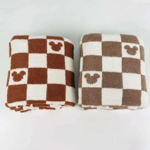 Throw Knitted Blanket Soft Skin-friendly Luxury Plaid Checkerboard Luxury Thick Throw Blanket for Sleeping