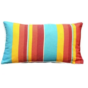 Throw Modern Comfortable Outdoor Red and Blue Rectangular Striped Rainbow Soft Pillow and Cushions